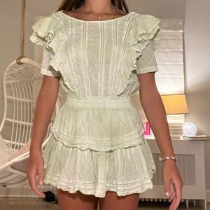 Mint green LoveShackFancy mini dress, lightly worn.